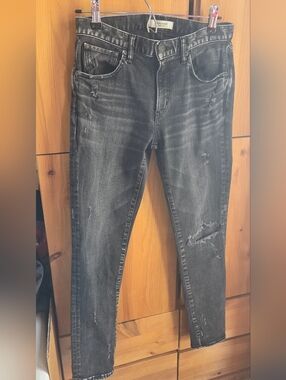 Moussy Vintage Faded Black Distressed  & Patched Skinny Jeans Size 27